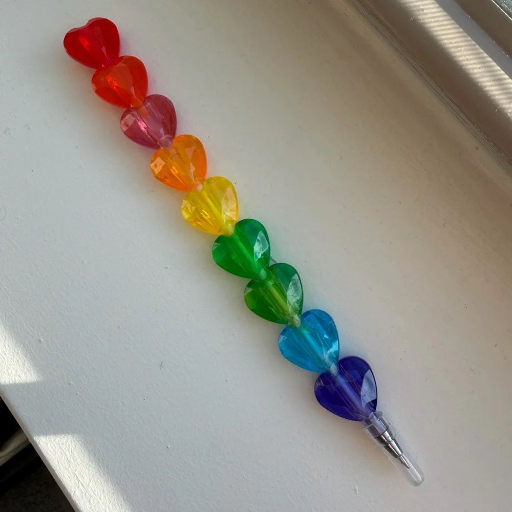 Rainbow Heart Stackable Pen Colorful Cute Novelty Stationery Retro Y2K Gift